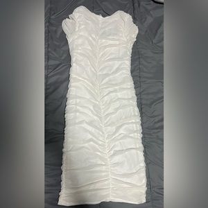 White Ruched Midi dress